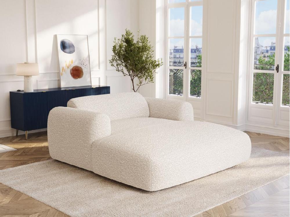 vente unique Méridienne 2 places en tissu bouclette blanc POGNI de Maison Céphy