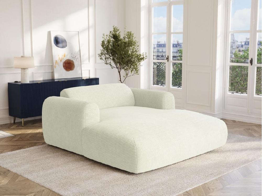 vente unique Méridienne 2 places en tissu texturé blanc cassé POGNI