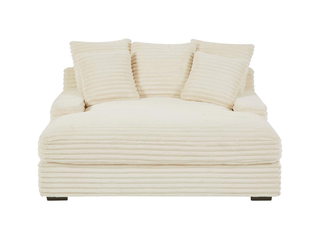 Vente Unique Méridienne 2 Places En Velours Côtelé Grosses Côtes Beige ESARTO De Pascal Morabito