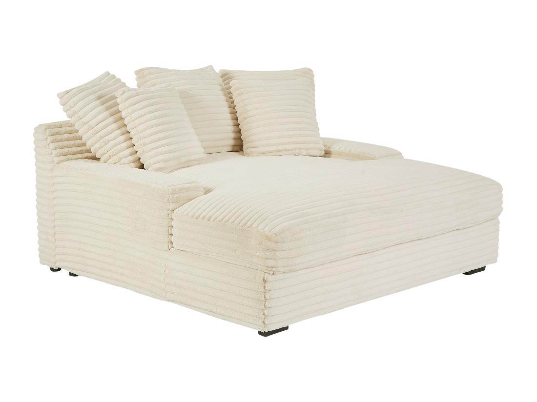 Vente Unique Méridienne 2 Places En Velours Côtelé Grosses Côtes Beige ESARTO De Pascal Morabito