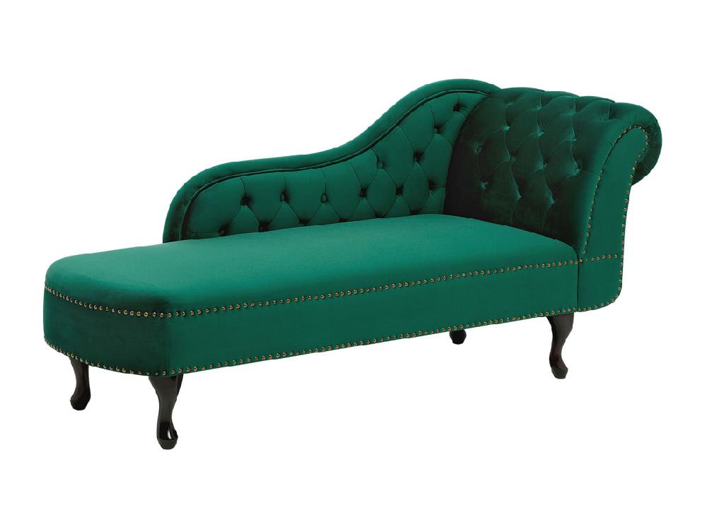Vente Unique Méridienne à Gauche Chesterfield En Velours Vert NIMES