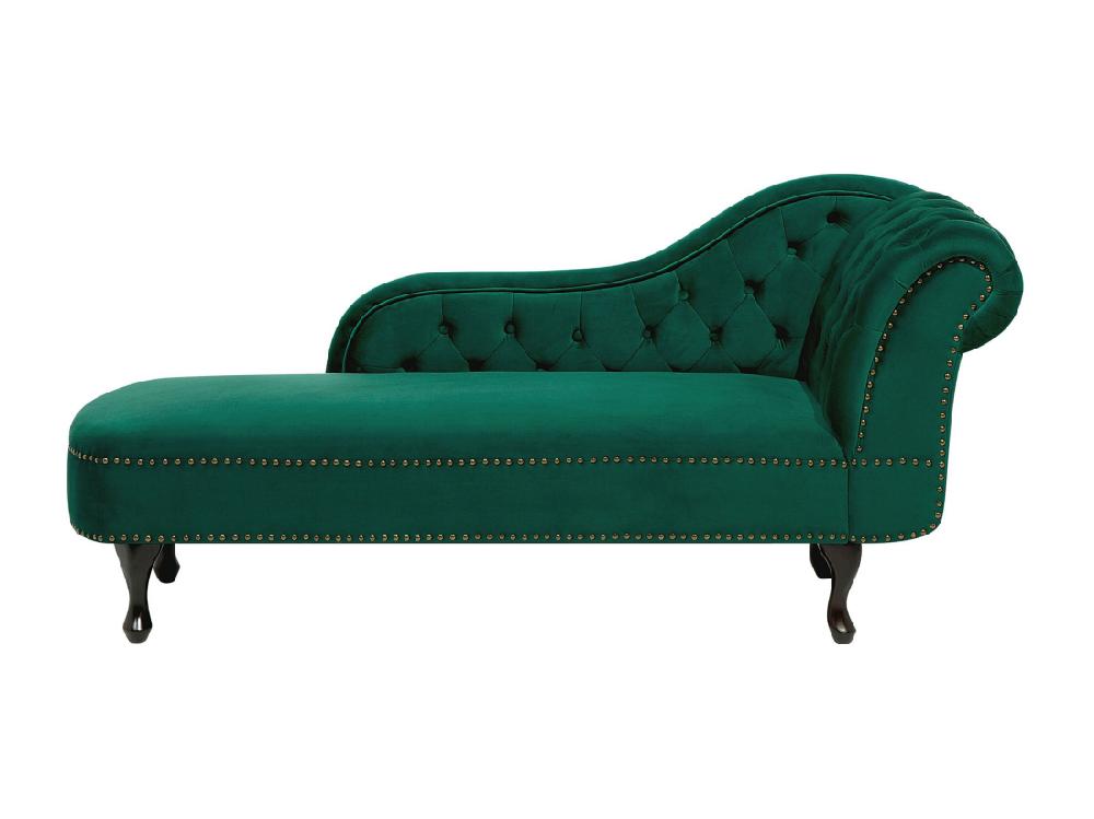 vente unique Méridienne à gauche chesterfield en velours vert NIMES