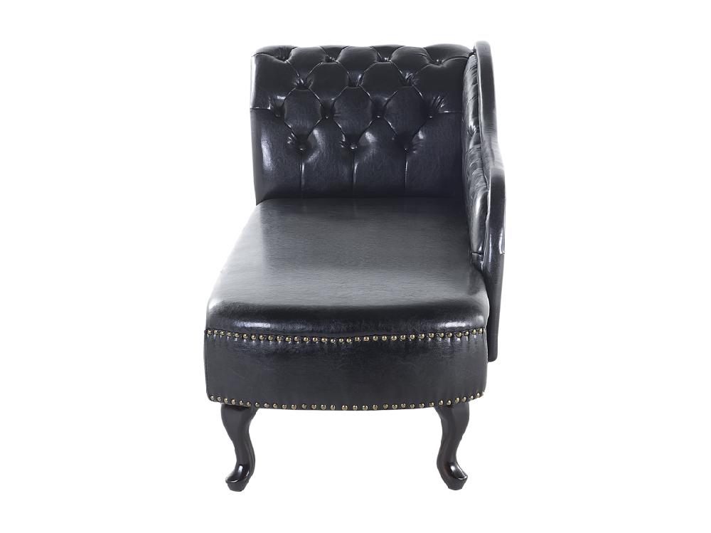 Vente Unique Méridienne Capitonnée En Cuir PU Noir NIMES