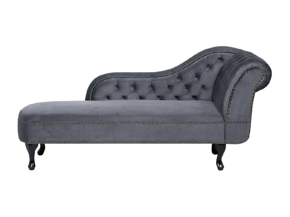 vente unique Méridienne Chesterfield côté droit en velours gris NIMES