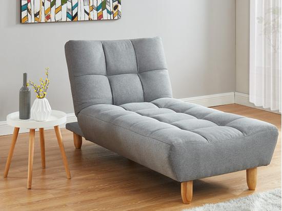 vente unique Méridienne clic clac en tissu gris ESTEBAN