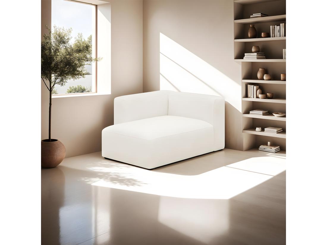 vente unique Méridienne d'angle à gauche modulable en tissu bouclette écru - Modulo