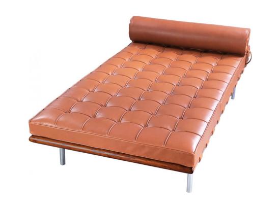 Vente Unique Méridienne Design Cuir Marron Capitonné Larkow