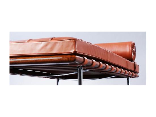 Vente Unique Méridienne Design Cuir Marron Capitonné Larkow