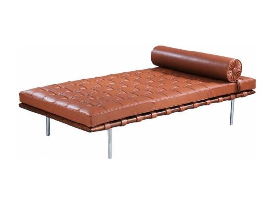 vente unique Méridienne design cuir marron capitonné Larkow