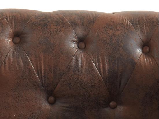 Vente Unique Méridienne Droite Chesterfield En Microfibre Aspect Cuir Vieilli SHIREL
