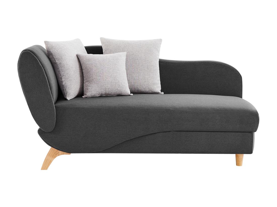 Vente Unique Méridienne Droite Convertible En Tissu Anthracite Avec Coffre De Rangement PENELOPE