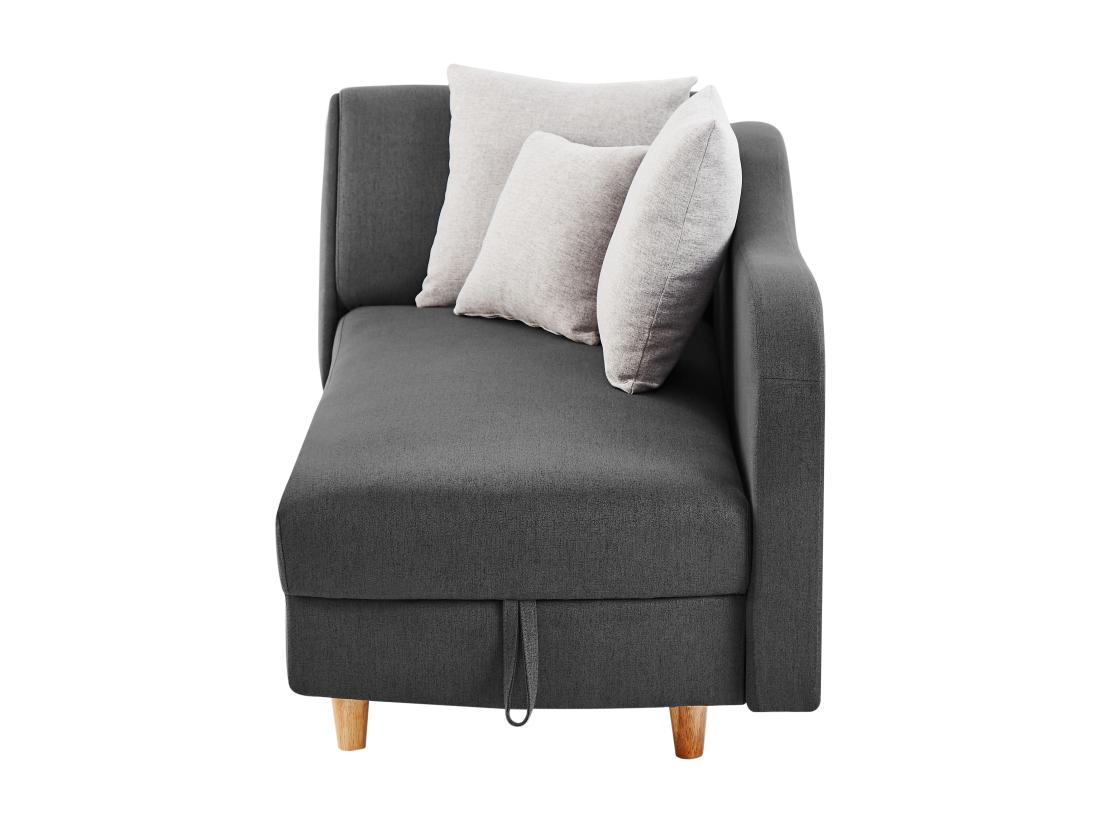 Vente Unique Méridienne Droite Convertible En Tissu Anthracite Avec Coffre De Rangement PENELOPE