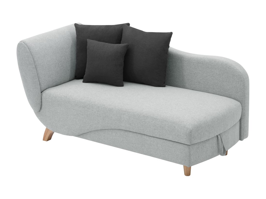 Vente Unique Méridienne Droite Convertible En Tissu Gris Clair Avec Coffre De Rangement PENELOPE