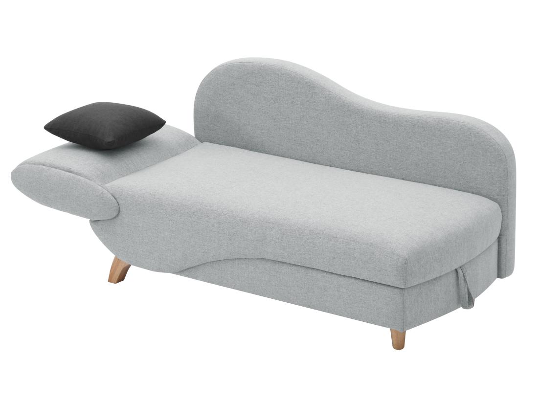 Vente Unique Méridienne Droite Convertible En Tissu Gris Clair Avec Coffre De Rangement PENELOPE