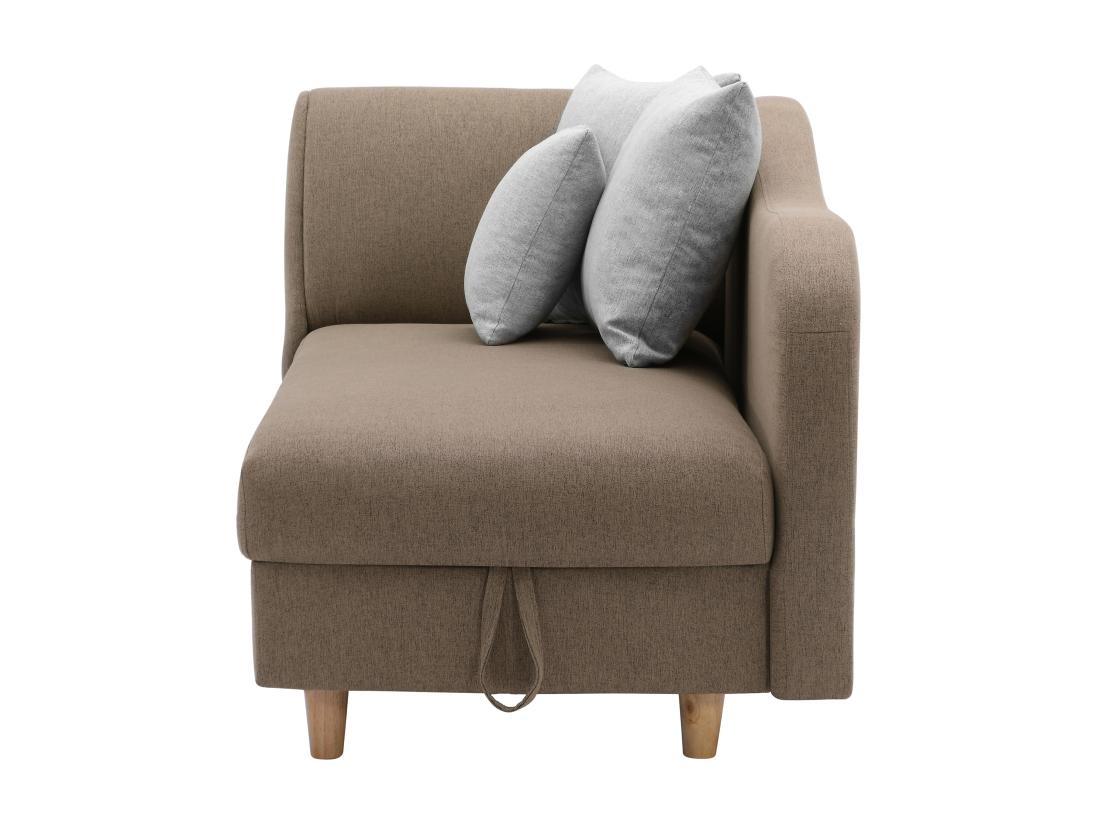 Vente Unique Méridienne Droite Convertible En Tissu Marron Avec Coffre De Rangement PENELOPE