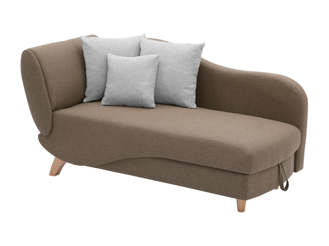 Vente Unique Méridienne Droite Convertible En Tissu Marron Avec Coffre De Rangement PENELOPE