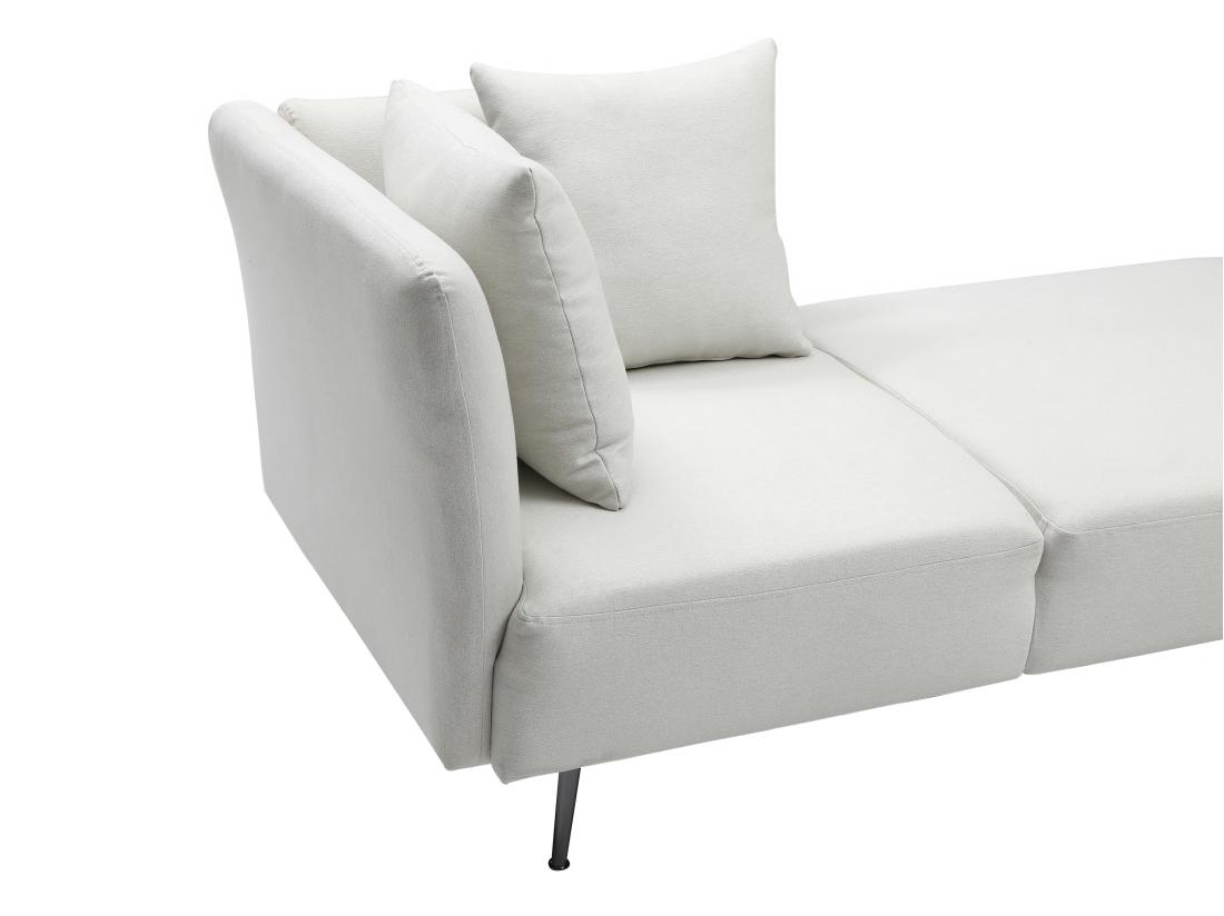 Vente Unique Méridienne Droite En Tissu Crème NAPASA