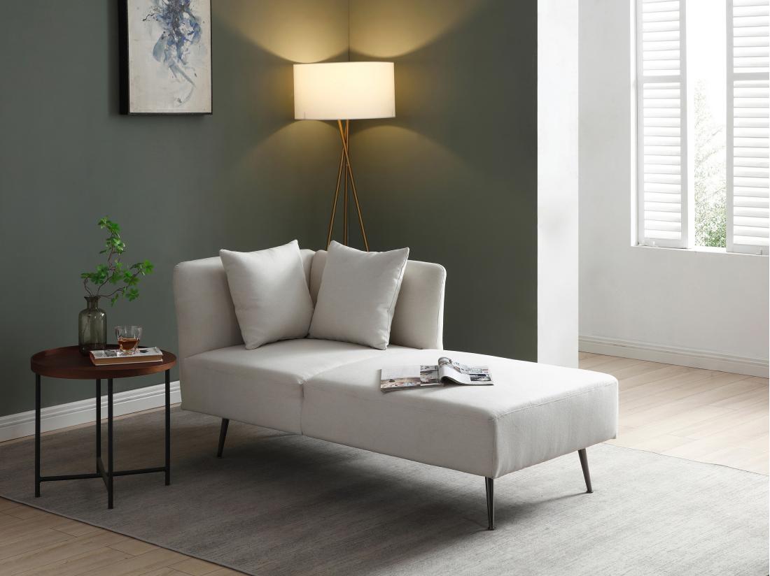 vente unique Méridienne droite en tissu crème NAPASA