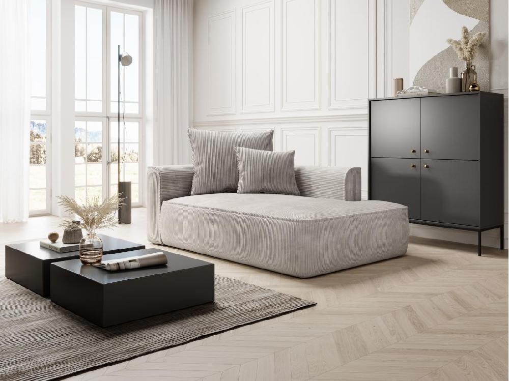 vente unique Méridienne droite en velours côtelé beige PINETA