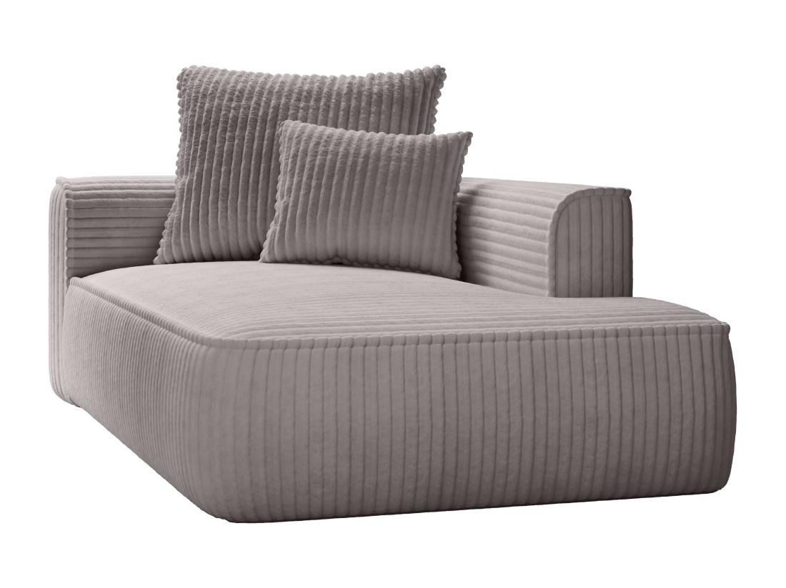 Vente Unique Méridienne Droite En Velours Côtelé Grosses Côtes Gris Clair PINETA