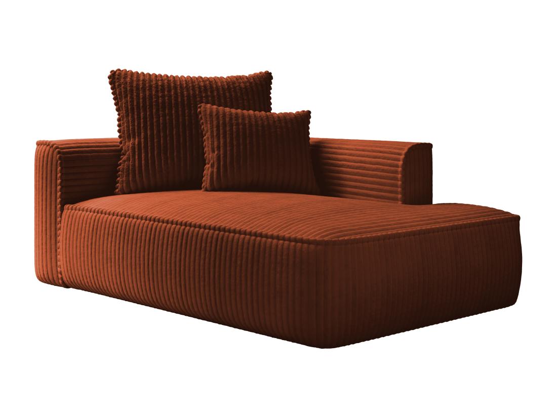 Vente Unique Méridienne Droite En Velours Côtelé Grosses Côtes Terracotta PINETA