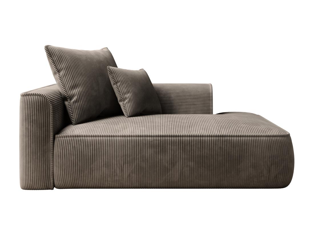 Vente Unique Méridienne Droite En Velours Côtelé Taupe PINETA