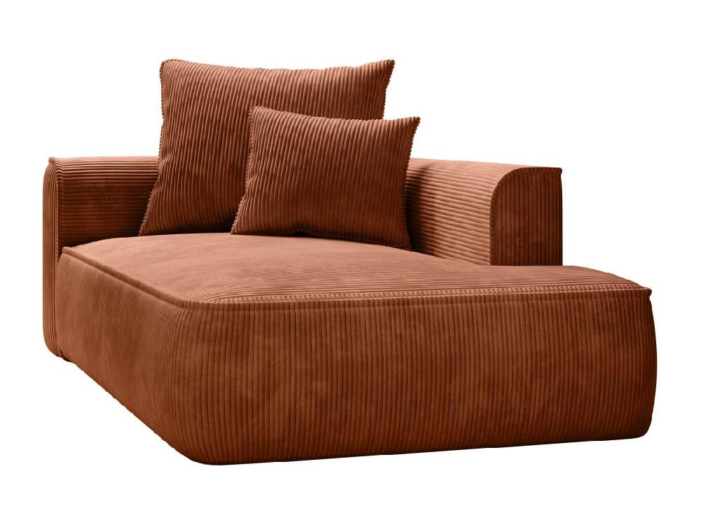 Vente Unique Méridienne Droite En Velours Côtelé Terracotta PINETA