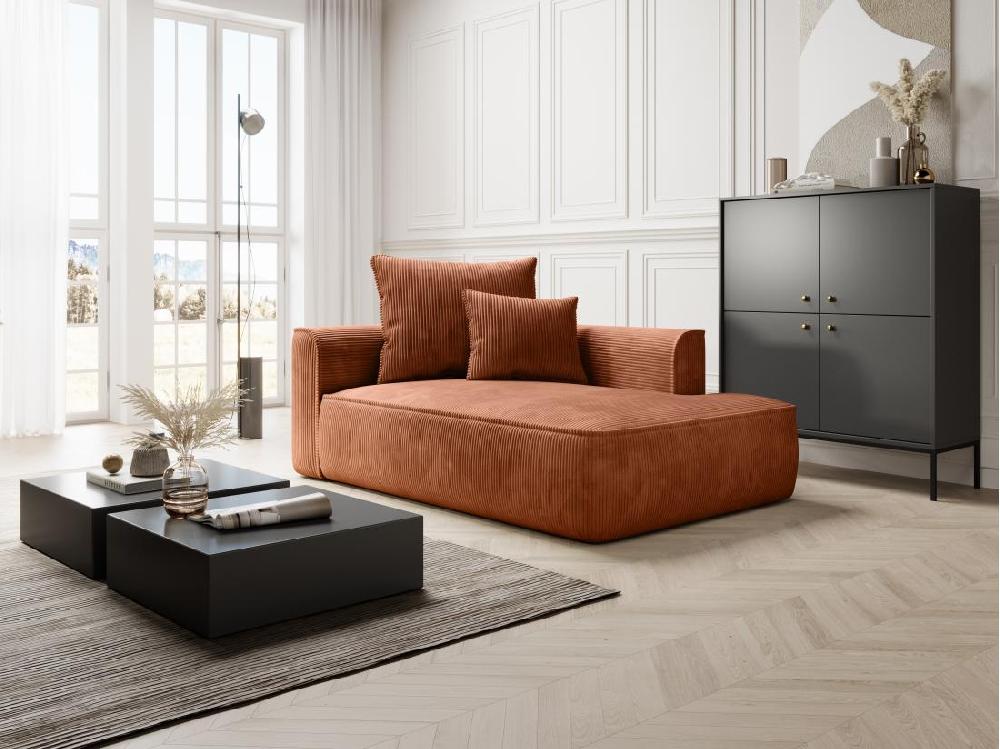 vente unique Méridienne droite en velours côtelé terracotta PINETA