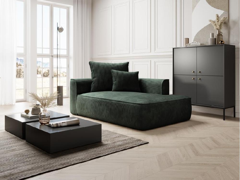 vente unique Méridienne droite en velours côtelé vert PINETA