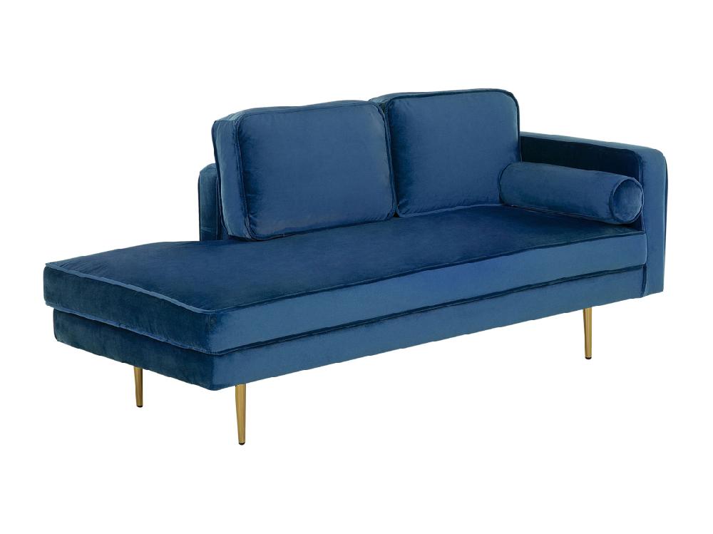 Vente Unique Méridienne En Velours Bleu Marine Côté Droit MIRAMAS
