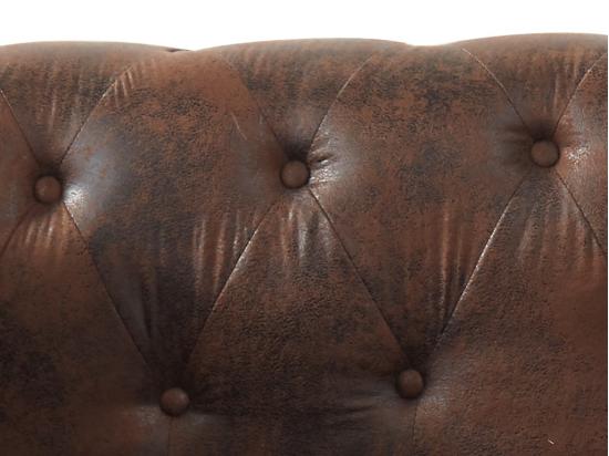 Vente Unique Méridienne Gauche Chesterfield En Microfibre Aspect Cuir Vieilli SHIREL