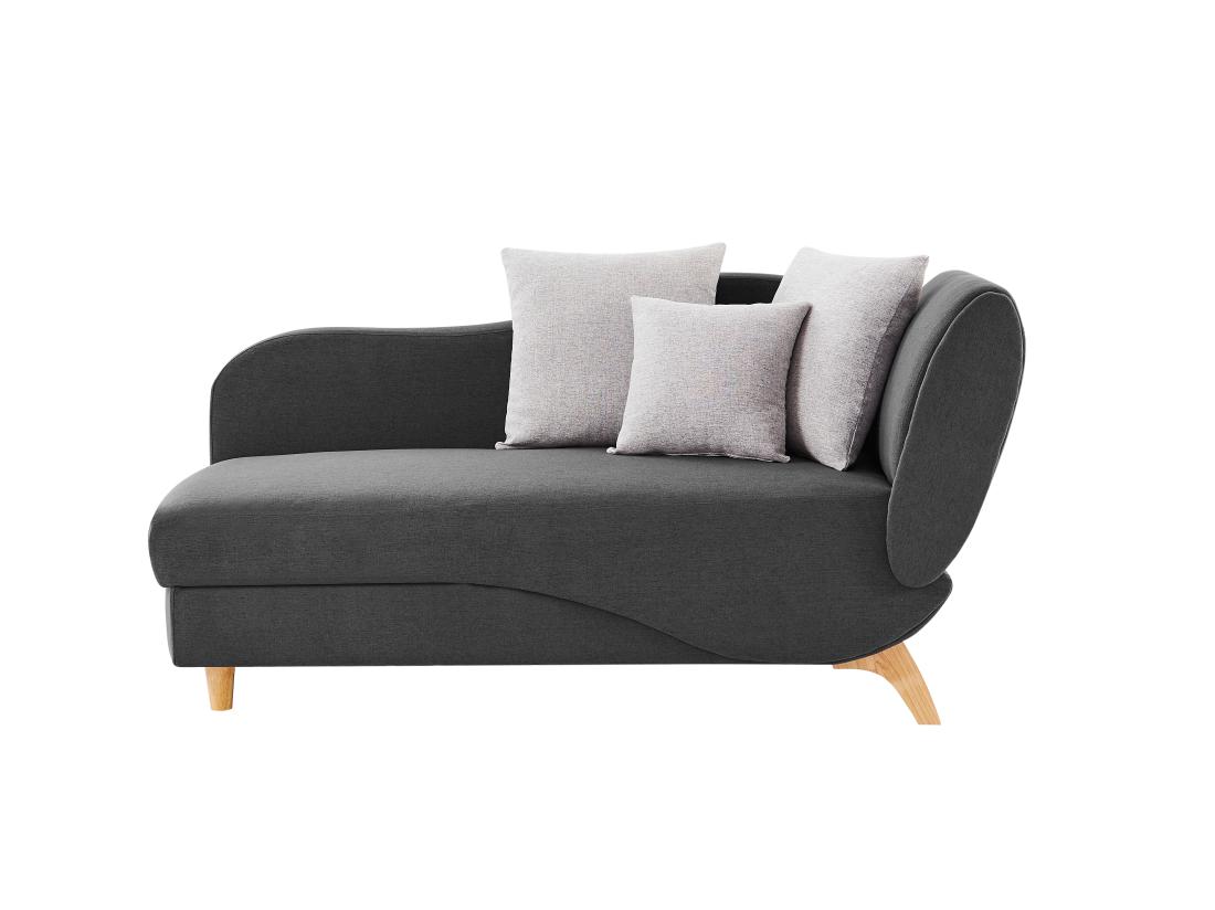 Vente Unique Méridienne Gauche Convertible En Tissu Anthracite Avec Coffre De Rangement PENELOPE
