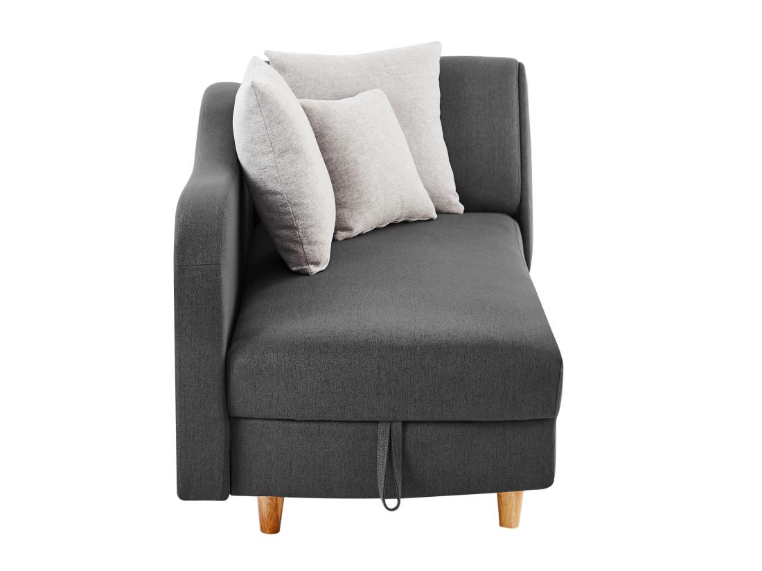 Vente Unique Méridienne Gauche Convertible En Tissu Anthracite Avec Coffre De Rangement PENELOPE