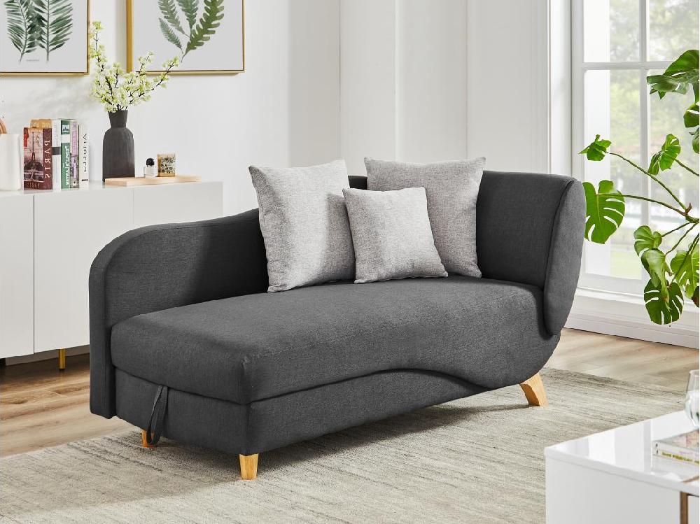 vente unique Méridienne gauche convertible en tissu anthracite avec coffre de rangement PENELOPE