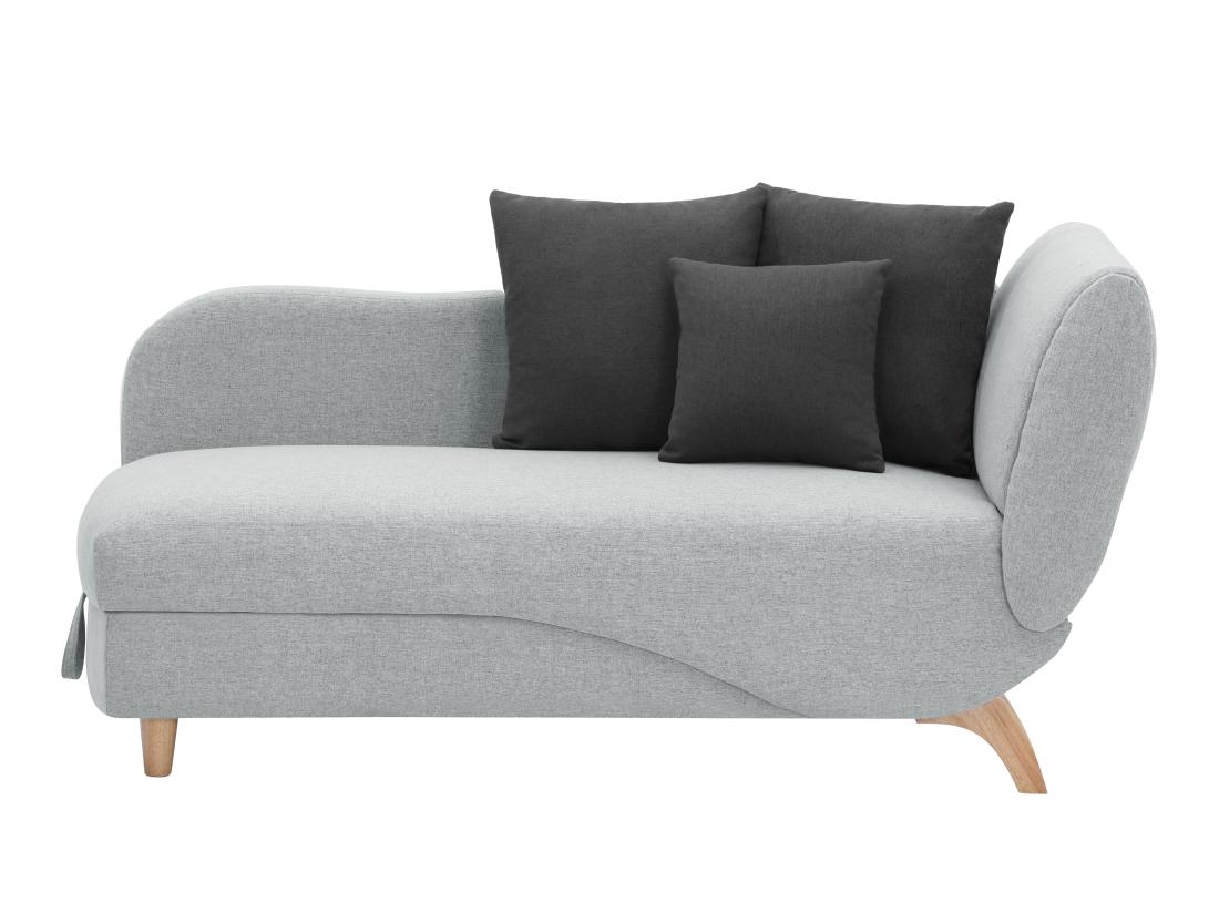Vente Unique Méridienne Gauche Convertible En Tissu Gris Clair Avec Coffre De Rangement PENELOPE