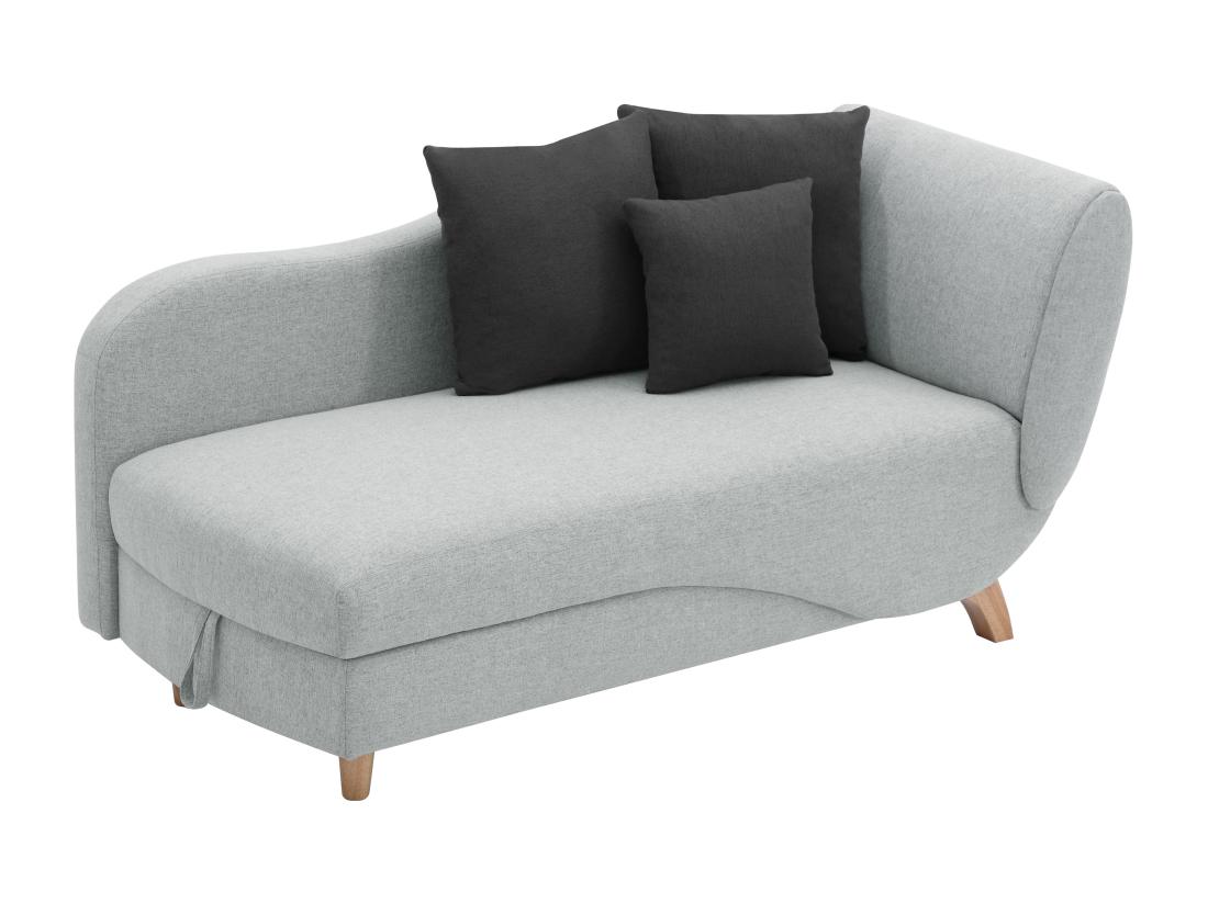 Vente Unique Méridienne Gauche Convertible En Tissu Gris Clair Avec Coffre De Rangement PENELOPE
