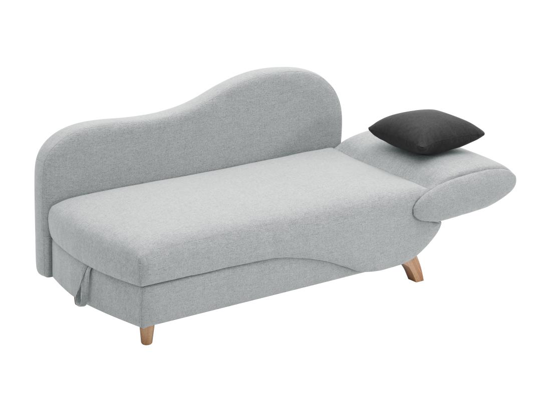 Vente Unique Méridienne Gauche Convertible En Tissu Gris Clair Avec Coffre De Rangement PENELOPE