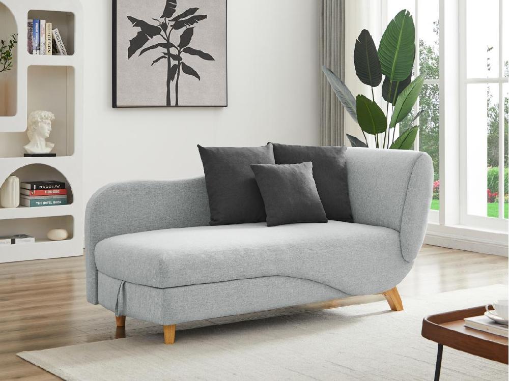 vente unique Méridienne gauche convertible en tissu gris clair avec coffre de rangement PENELOPE