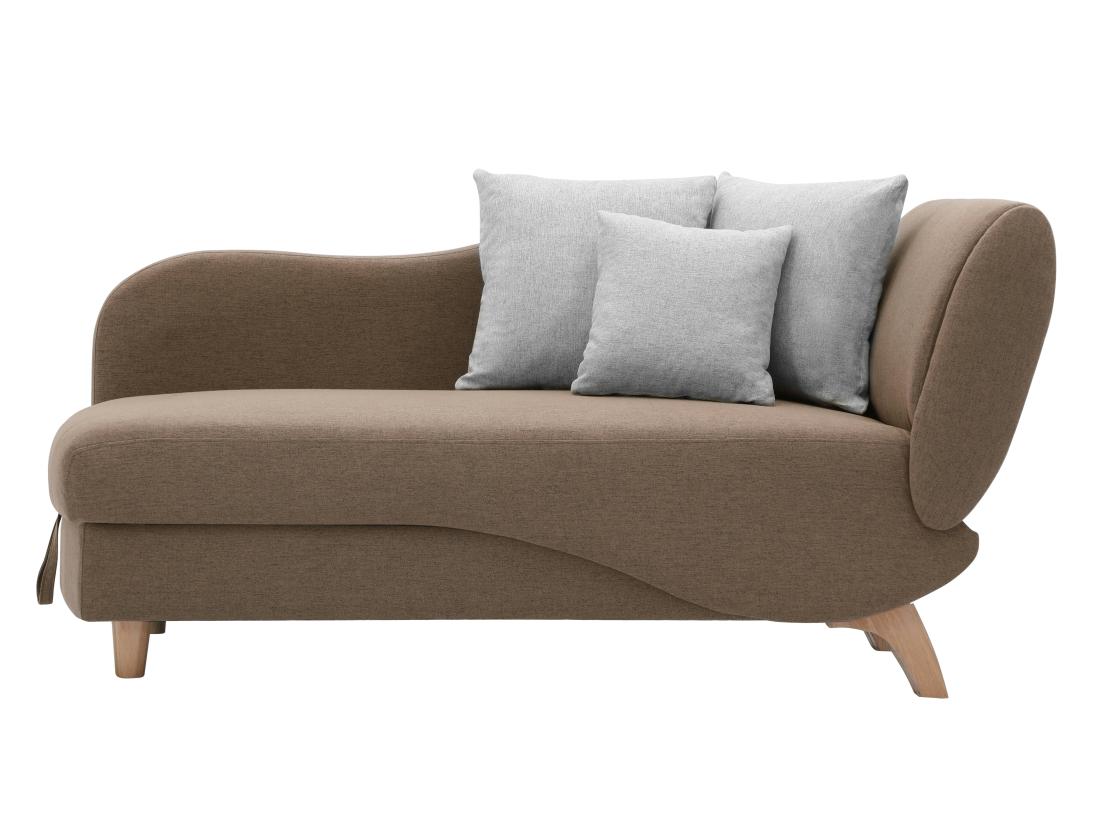 Vente Unique Méridienne Gauche Convertible En Tissu Marron Avec Coffre De Rangement PENELOPE