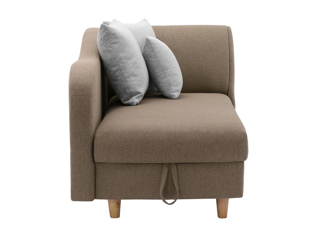 Vente Unique Méridienne Gauche Convertible En Tissu Marron Avec Coffre De Rangement PENELOPE