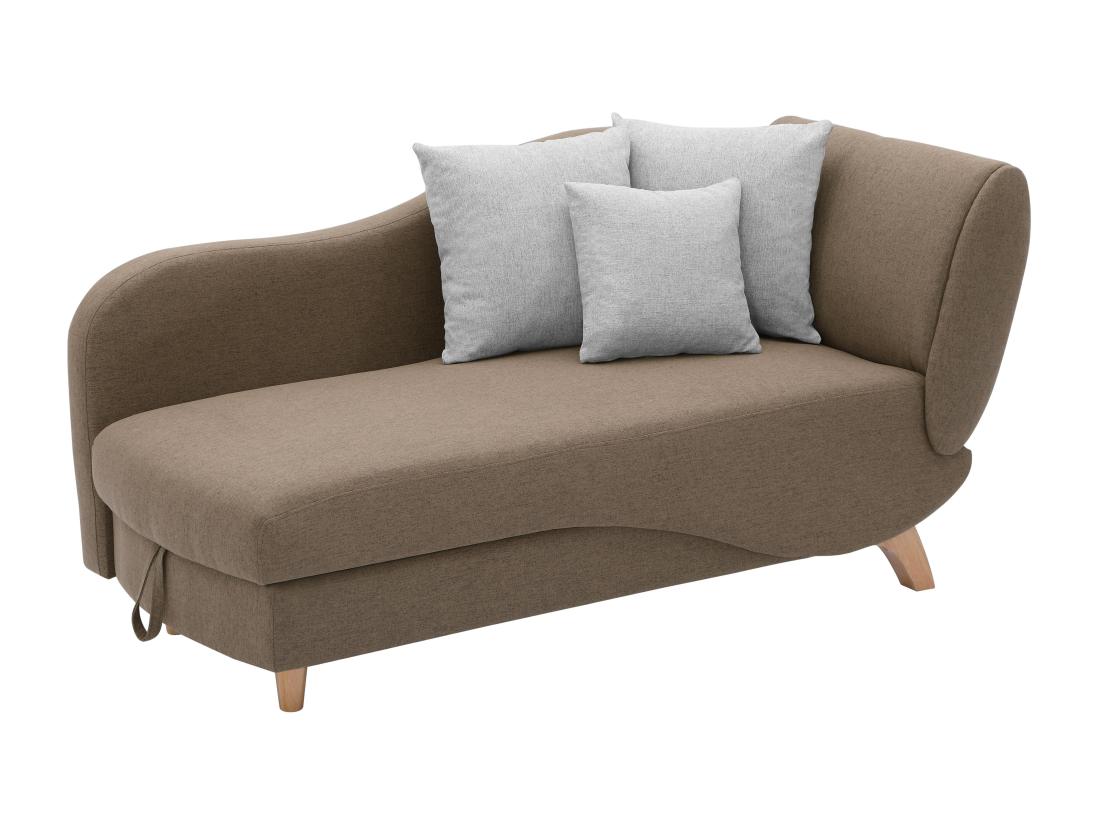 Vente Unique Méridienne Gauche Convertible En Tissu Marron Avec Coffre De Rangement PENELOPE
