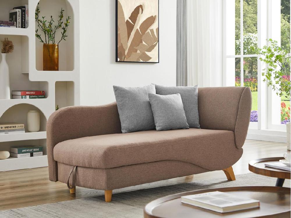 vente unique Méridienne gauche convertible en tissu marron avec coffre de rangement PENELOPE