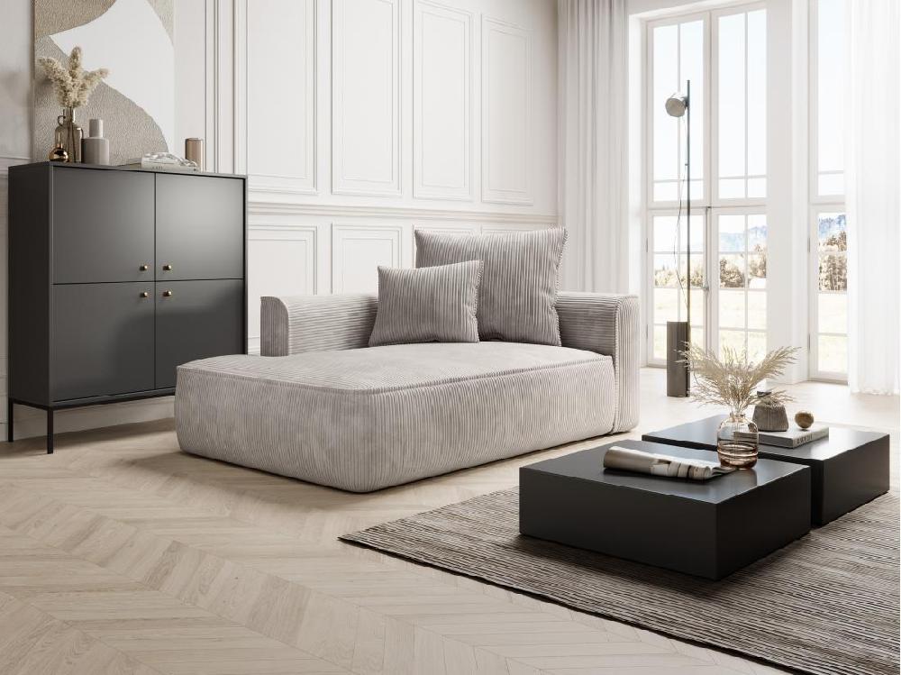 vente unique Méridienne gauche en velours côtelé beige PINETA