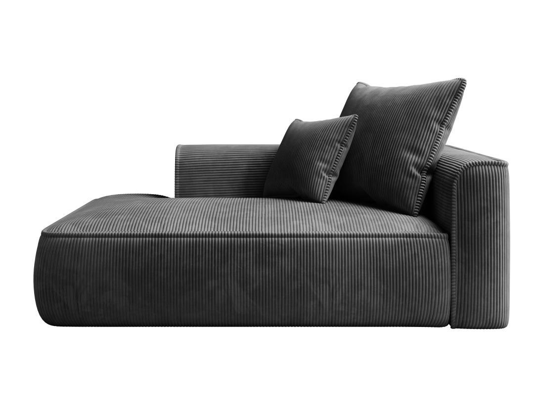 Vente Unique Méridienne Gauche En Velours Côtelé Gris Anthracite PINETA