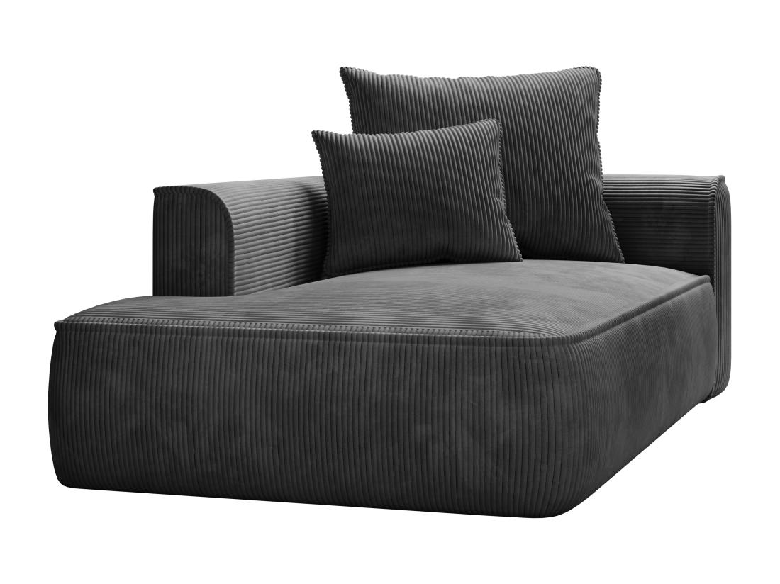 Vente Unique Méridienne Gauche En Velours Côtelé Gris Anthracite PINETA