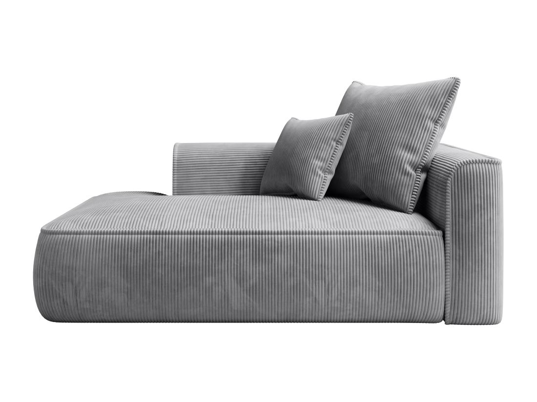 Vente Unique Méridienne Gauche En Velours Côtelé Gris Clair PINETA