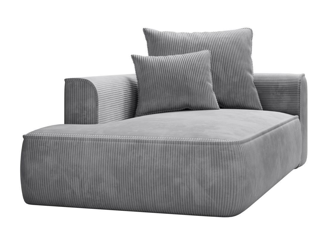 Vente Unique Méridienne Gauche En Velours Côtelé Gris Clair PINETA