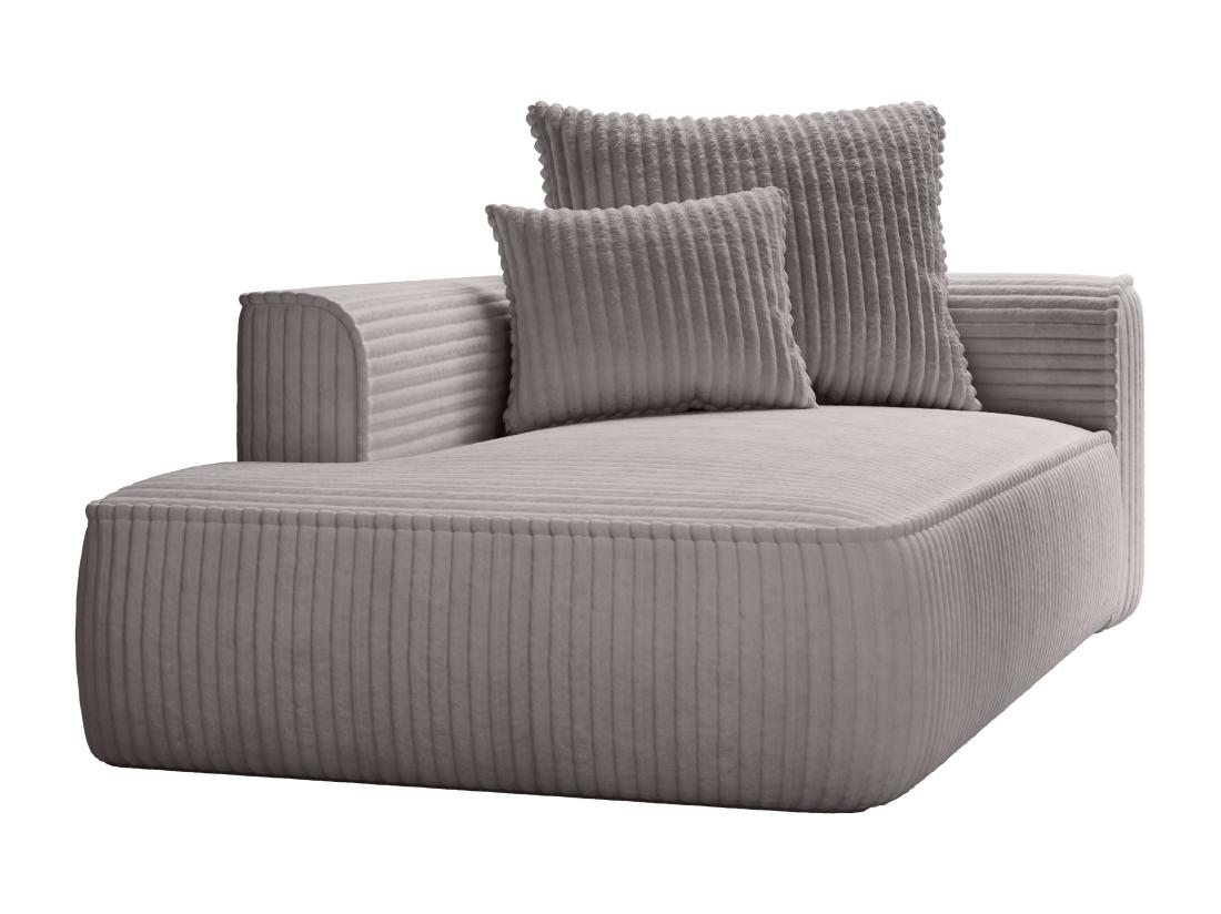 Vente Unique Méridienne Gauche En Velours Côtelé Grosses Côtes Gris Clair PINETA