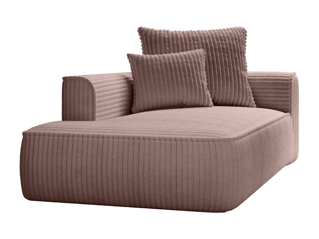 Vente Unique Méridienne Gauche En Velours Côtelé Grosses Côtes Rose Poudré PINETA