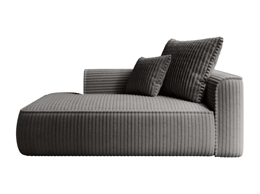 Vente Unique Méridienne Gauche En Velours Côtelé Grosses Côtes Gris Anthracite PINETA